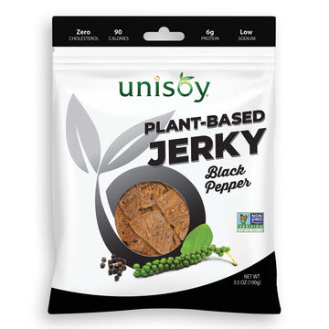 Unisoy Plant-Based Jerky Black Pepper - Unisoy Plant-Based Jerky